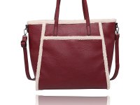 Large square tote with front pocket and sherpa trim